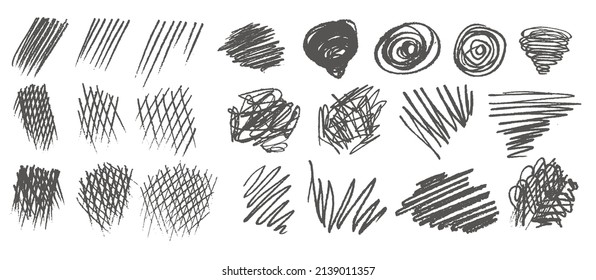 Set of strokes and spots hand drawn by pencil. Vector illustrations for graphics and designs.