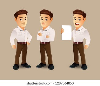 Set of strong man characters