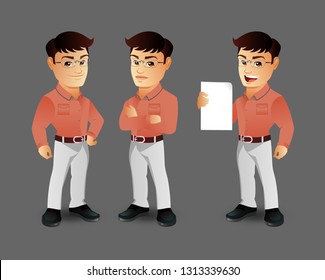 Set of strong man characters