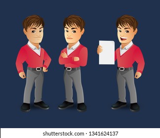 Set of strong man characters
