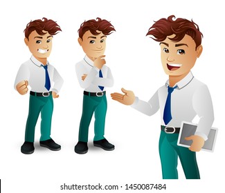 Set of strong man characters