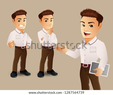 Set of strong man characters