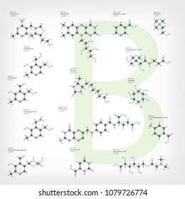 Set Structural Formulas Vitamins B Vector 스톡 벡터(로열티 프리) 1079726774 ...