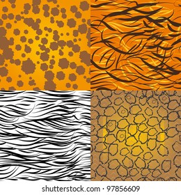 Set of structures with skins of animals