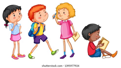 Conjunto de ilustraciones de caracteres de estudiante