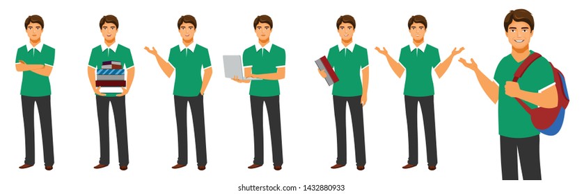 Set of Student Character Poses