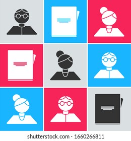 Set Student, Notebook and Teacher icon. Vector