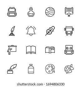 Set von Vektorillustration-Symbolen für Studierende. Premium-Paket mit linearen Symbolen. Vektorillustration einzeln auf weißem Hintergrund. Web-Symbole für Webseiten und mobile App. Trendloses Design. 