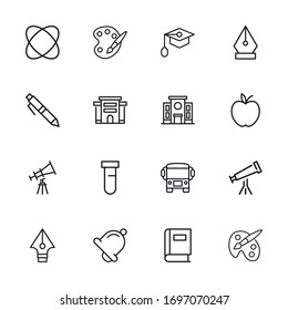 Set of student related vector line icons. Premium linear symbols pack. Vector illustration isolated on a white background. Web symbols for web sites and mobile app. Trendy design. 