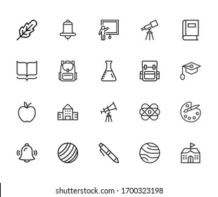 Set of student related vector line icons. Premium linear symbols pack. Vector illustration isolated on a white background. Web symbols for web sites and mobile app. Trendy design. 