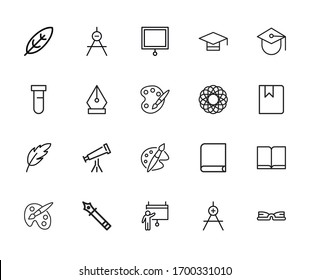 Set of student related vector line icons. Premium linear symbols pack. Vector illustration isolated on a white background. Web symbols for web sites and mobile app. Trendy design. 