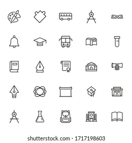 Set of student related vector line icons. Premium linear symbols pack. Vector illustration isolated on a white background. Web symbols for web sites and mobile app. Trendy design. 