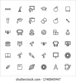 Set of student related vector line icons. Premium linear symbols pack. Vector illustration isolated on a white background. Web symbols for web sites and mobile app. Trendy design. 