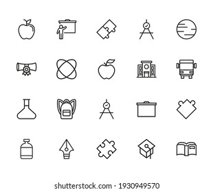 Set of student related vector line icons. Premium linear symbols pack. Vector illustration isolated on a white background. Web symbols for web sites and mobile app. Trendy design.