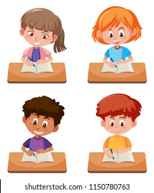 A set of student study illustration