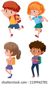 A set of students with backpack illustration