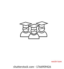 
set of students icon. line icons of faces. symbol for website design. mobile application. logo. user interface. vector lustration