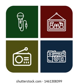 Set of studio icons such as Microphone, Picture, Radio, Camera , studio