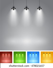 Set of studio spotlight background with lamps - vector EPS 10 illustration