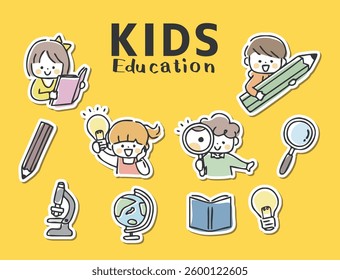 A set of study and children illustrations.