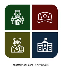 Set of study icons. Such as Reading, Cap, Professor, School , study icons