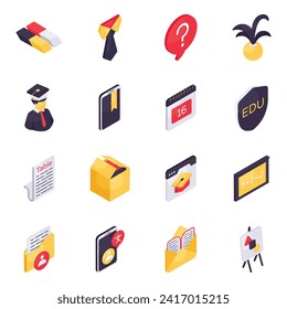 Set of Study Isometric Icons 

