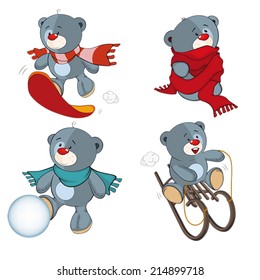 A set of stuffed bear toys cartoon 