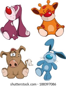 Set of stuffed  toys cartoon