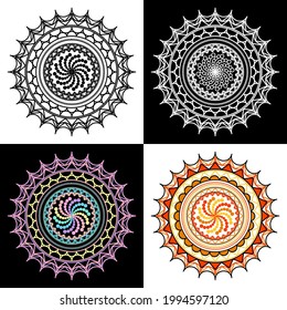 A set of Stunning Mandala Art pattern isolated on white background. Very beautiful decoration for tattoo, backdrop, fabric and etc.