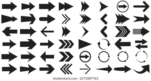 Set of  style black vector arrows isolated on white. Arrow vector icon. Arrows vector illustration collection. Set different arrows or web design.