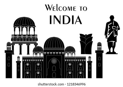 set in the style of a flat design on the theme of india.