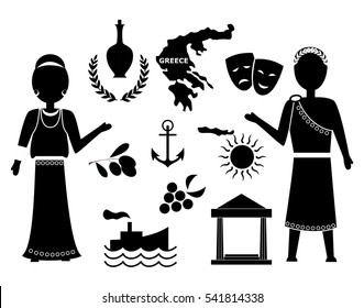 set in the style of a flat design on the theme of greece.