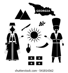 set in the style of a flat design on the theme of Georgia.