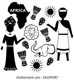 set in the style of a flat design on the theme of Africa.