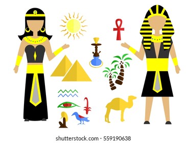 set in the style of a flat design on the theme of egypt.