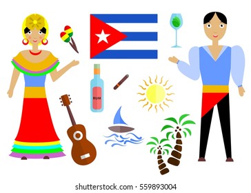 set in the style of a flat design on the theme of cuba.
