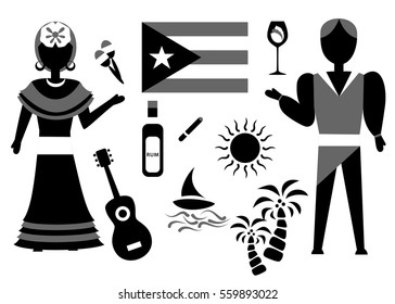 set in the style of a flat design on the theme of cuba.
