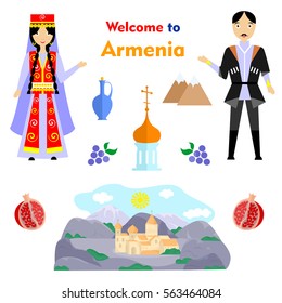 set in the style of a flat design on the theme of armenia.