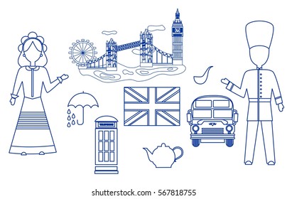 set in the style of a flat design on the theme of Great Britain.