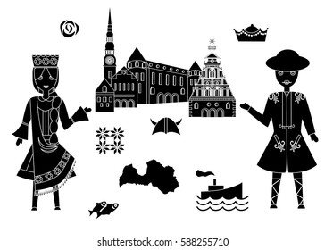 set in the style of a flat design on the theme of latvia.
