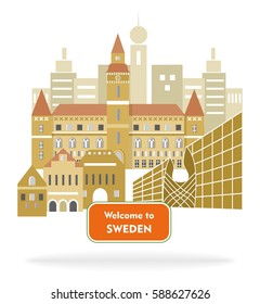 set in the style of a flat design on the theme of sweden.