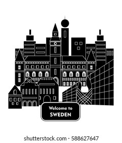 set in the style of a flat design on the theme of sweden.
