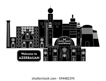 set in the style of a flat design on the theme of azerbaijan.