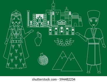 set in the style of a flat design on the theme of azerbaijan.