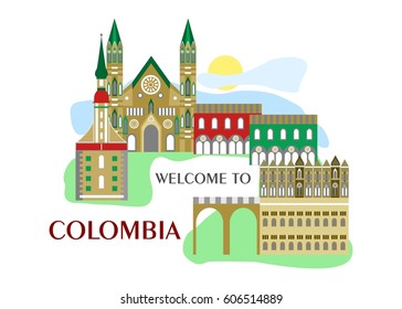 set in the style of a flat design on the theme of colombia.