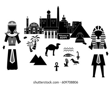 set in the style of a flat design on the theme of egypt.