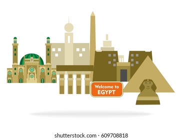 Set in the style of a flat design on the theme of egypt.
