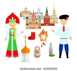 set in the style of a flat design on the theme of russia.
