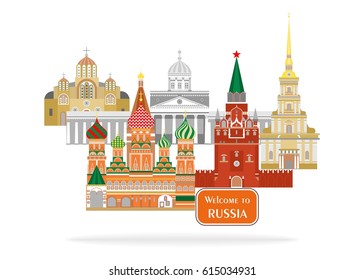 set in the style of a flat design on the theme of russia.