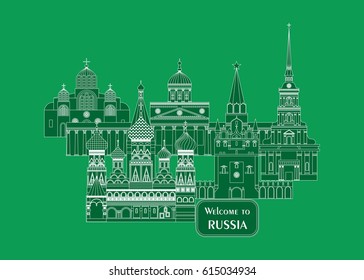 set in the style of a flat design on the theme of russia.
